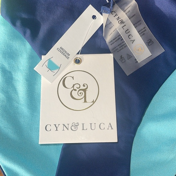 Bathing suit bottoms by CYN & Luca. Shades of blue and lime green. NWT - Picture 2 of 5